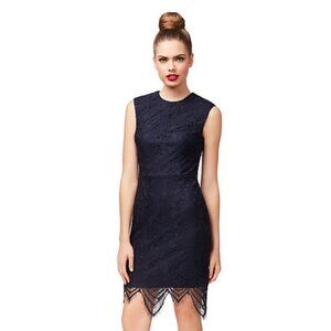 Navy Lace Sleeveless Sheath Dress ~ Scalloped Hem ~ by Betsy Johnson ~ Size 6